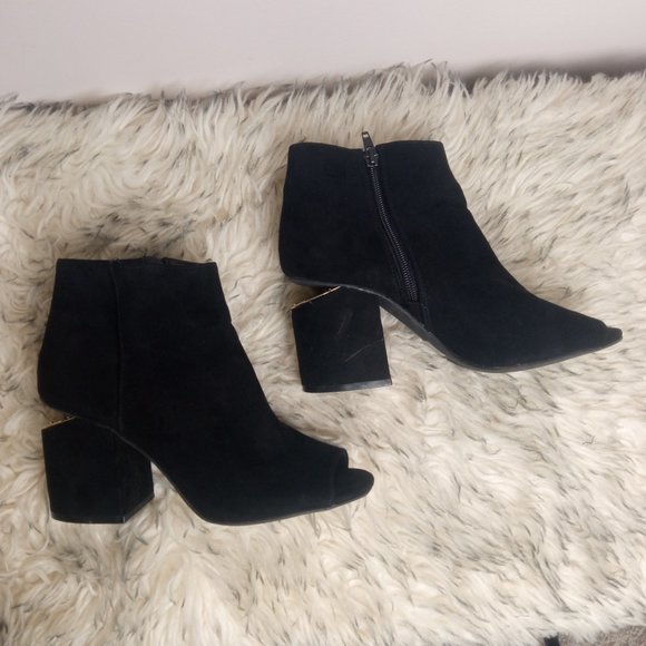 QUPID ALEXANDER WANG STYLE BLACK SUEDE ANKLE BOOTS - Picture 6 of 11
